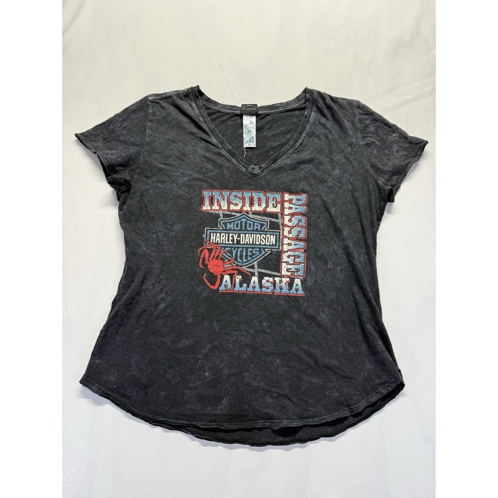 Harley Davidson Alaska Graphic Tee Women's XL Tshirt Kechikan Passage Motorcycle